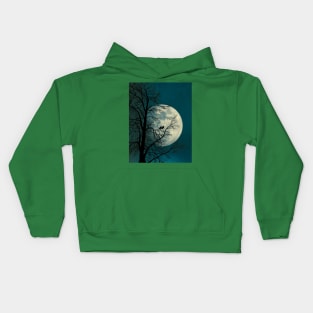 moon and birds Kids Hoodie